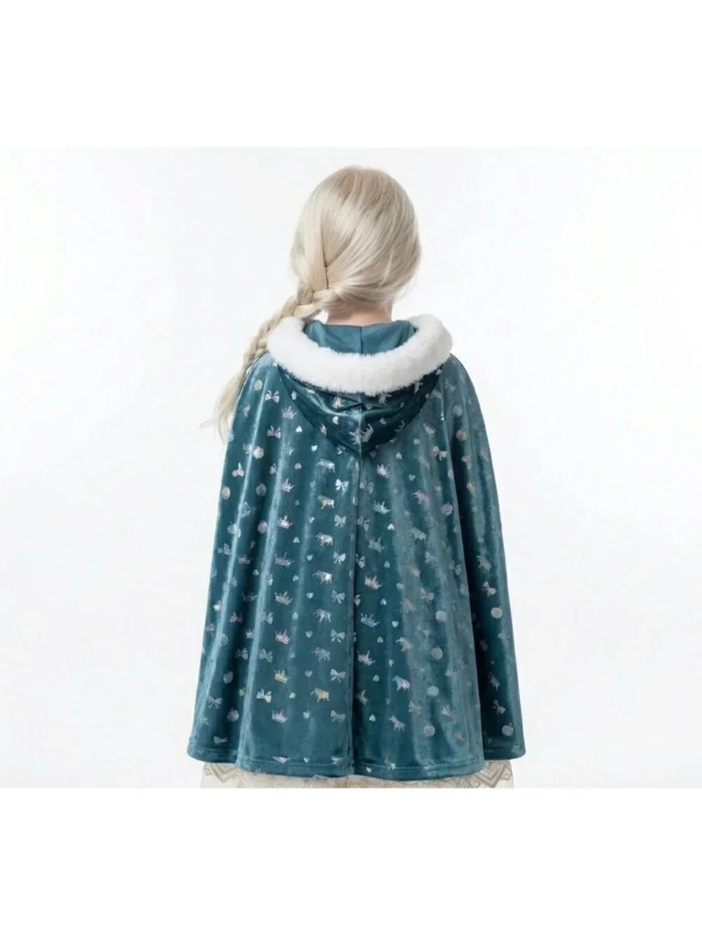 Girls Elsa Frozen Princess Costume Dress Set Teal Cream Velvet Tulle Birthday